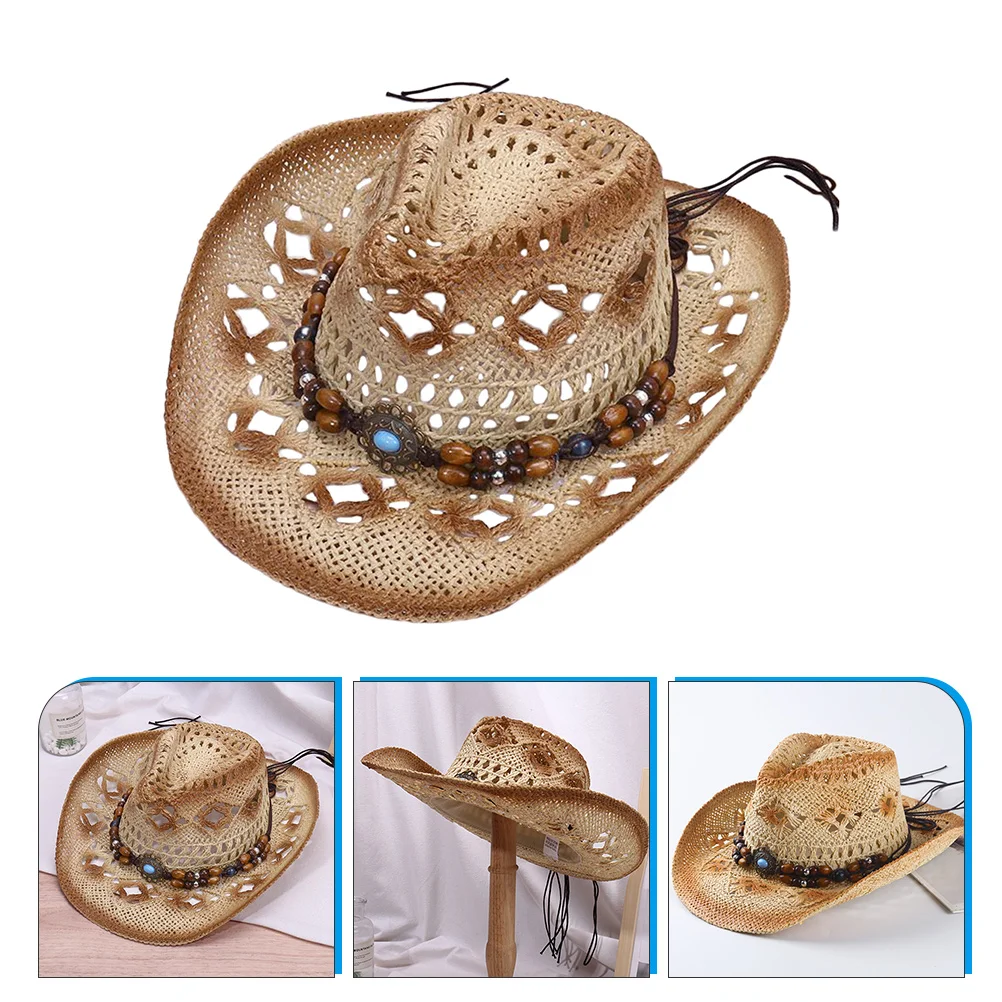 

Straw Cowboy Hat Hats for Men Black Cap Costume Big Women Youth Adult Vintage Mens