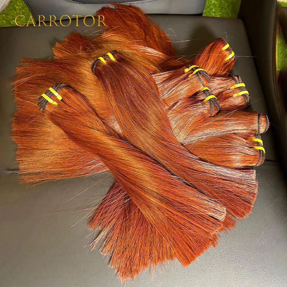 Bone Straight Ginger Orange Colored Human Hair 100% Unprocessed Virgin Weave 3 Bundles Real Human Hair Extensions For Women