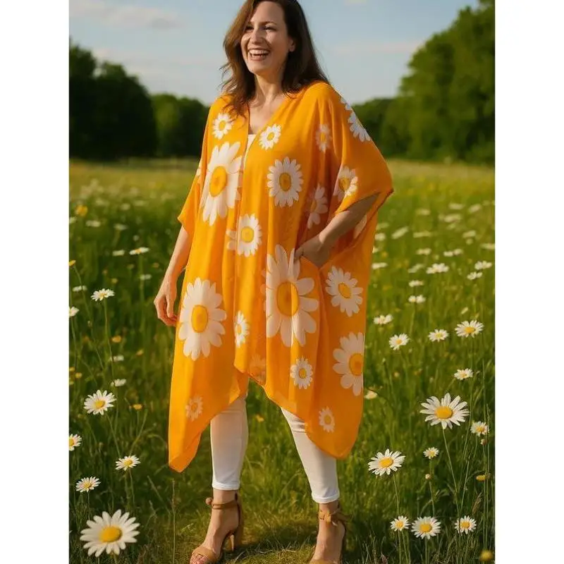 

New Cross-Border Floral Print Workwear orm Open-Collar Kimono Seven-Quarter Sve Casual Sportswear Ensemble