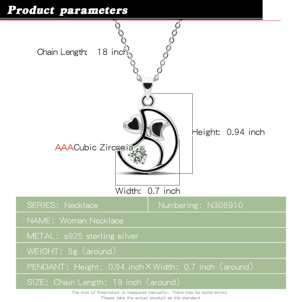 Exquisite Fashion 925 Sterling Silver Sparkling Zircon Half month Pendant Necklace for Ladies Chain Party Love Jewelry