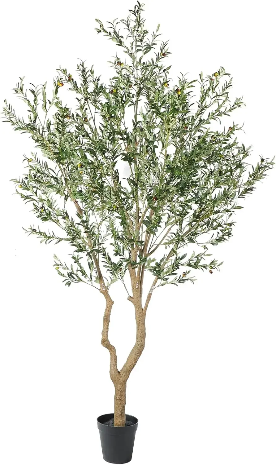 home.Tall Faux Olive Tree，10ft（120in） Realistic Potted Silk Artificial Olive Tree， Fake Olive Trees Indoor with Green Leaves