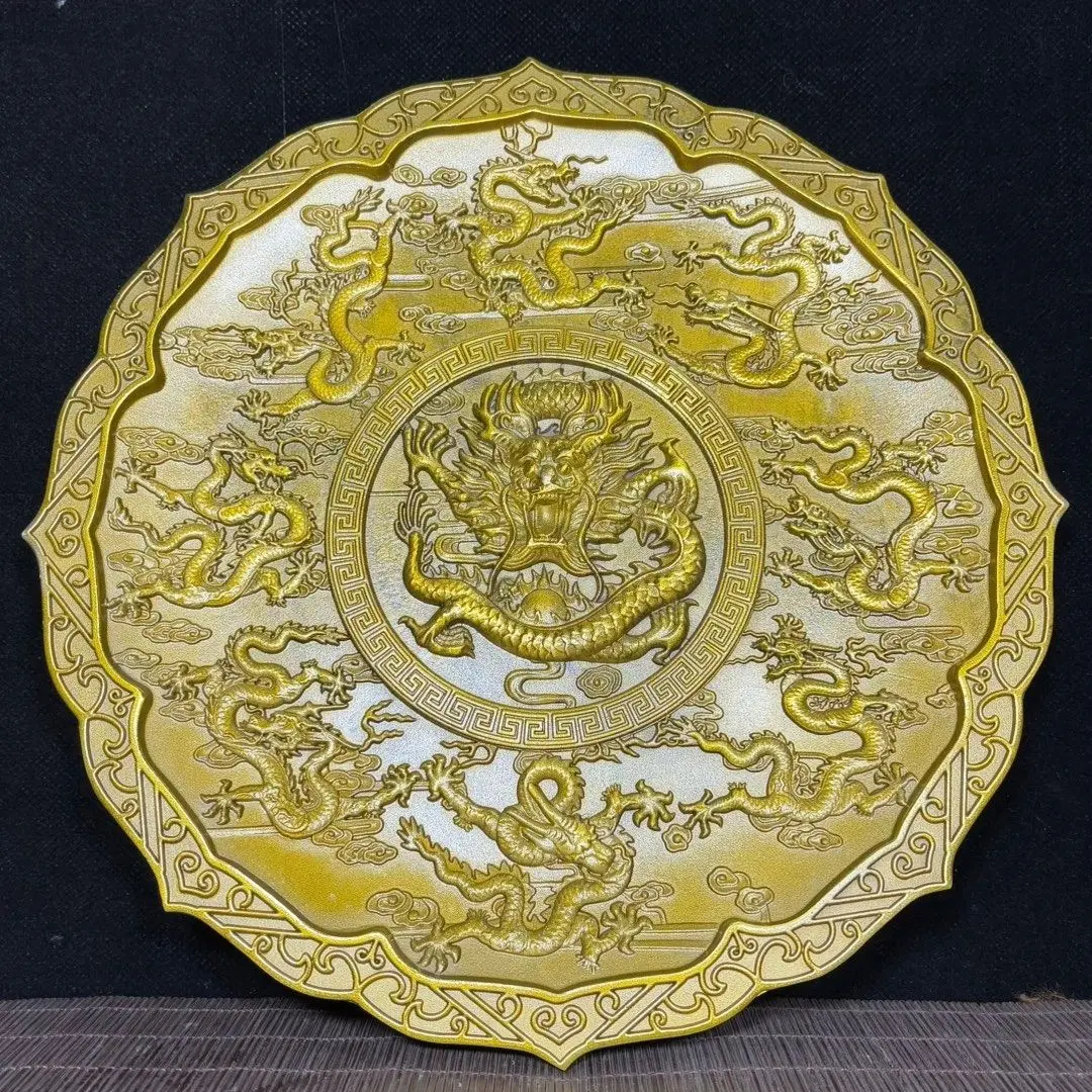 Nine Dragons plate Statue Sculpture Figurine Home Decoration