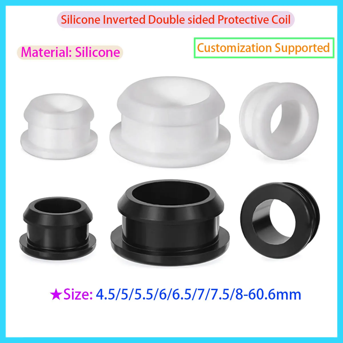 Silicone Rubber Hole Plug - Conical Snap Closure, 4/5/5.5/6/6.5/7/7.5/8-60.6mm T-shaped Sealing Plug