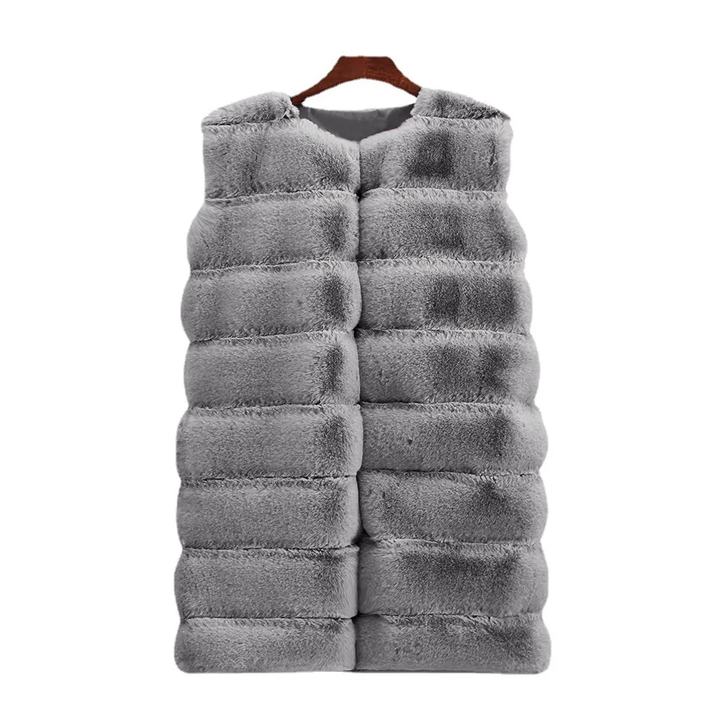 Gilet long en fausse fourrure, pull en coton rembourré, gilet en peluche épais, automne et hiver, nouveau, 2024