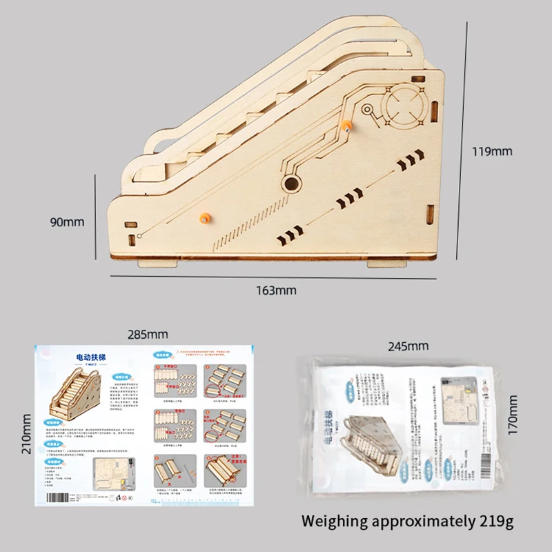Nouveau kit d'expérimentation scientifique 3D en bois : escalier mécanique – Jouet éducatif DIY pour étudiants, matériel et fournitures de physique