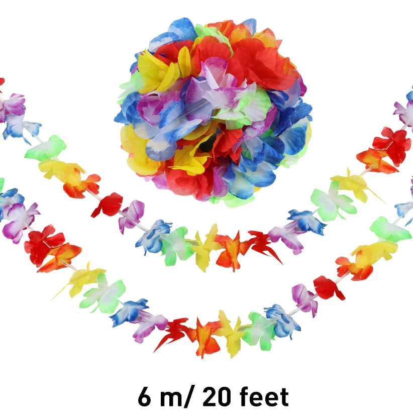 

10pcs Colorful Tropical Flower Banner Hawaiian Luau Leis Garland Wedding Birthday Party Decoratio