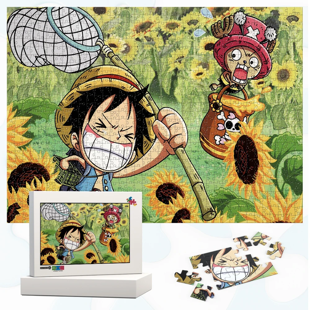 

Luffy and Chopper Sunflower Jigsaw Puzzle One Piece Ready for Adventure Cartoon Games and Puzzles Manga Anime DIY Toys Hobbies
