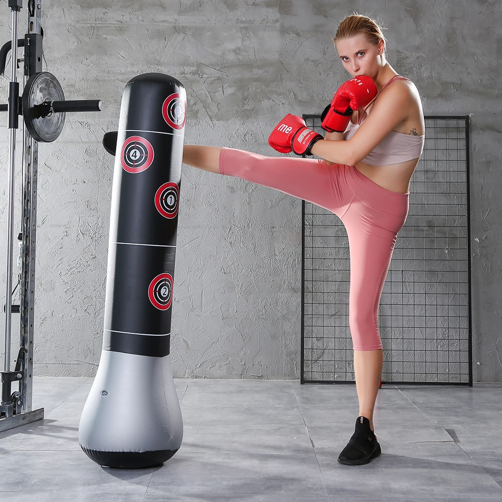 160cm Boxing Punching Bag Inflatable Free-Stand Tumbler Muay Thai Training Pressure Relief Bounce Back Sandbag Kickboxing Bag