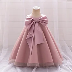 Summer Big Bow Baby Girl Party Dresses Baptism 1st Birthday Wedding Princess Dress for Girl Bridemaid Evening Gown Kids Clothes