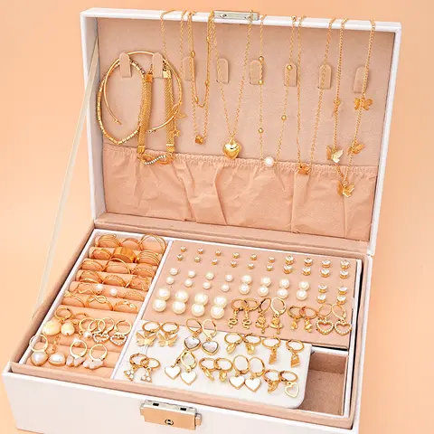 73 Pcs/Set Fashion Metal Earrings Necklaces Bracelets Ankles Rings Combinations Jewelry Sets For Women s Gifts 2024 New
