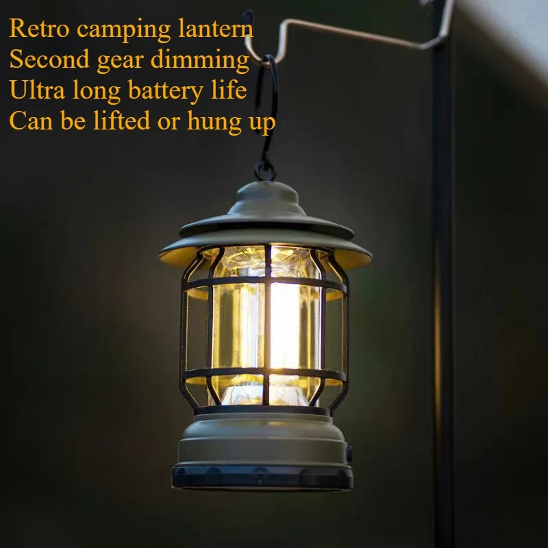 LED Retro Campinglamp USB Oplaadbaar Lange Stand-by Multifunctionele Outdoor Waterdichte Camping Draagbare Verlichting