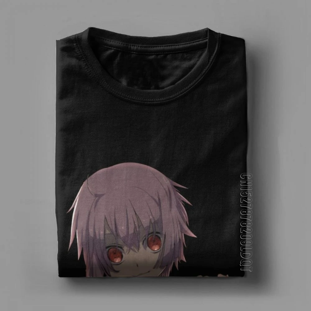 Men's T-Shirt Yandere Girl Katakan Mirai Cotton Basic Tees Male Tshirt Gasai Yuno Future Dairy Japanese Comic T Shirts