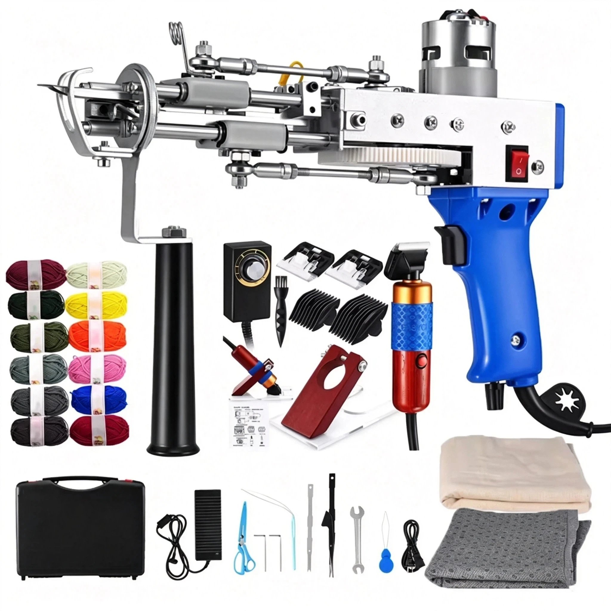 Elektrische Tufting-Pistole 2-in-1-Set mit Stoff, Teppichschneider, Teppich-Strickpistole, Webmaschine für Teppiche