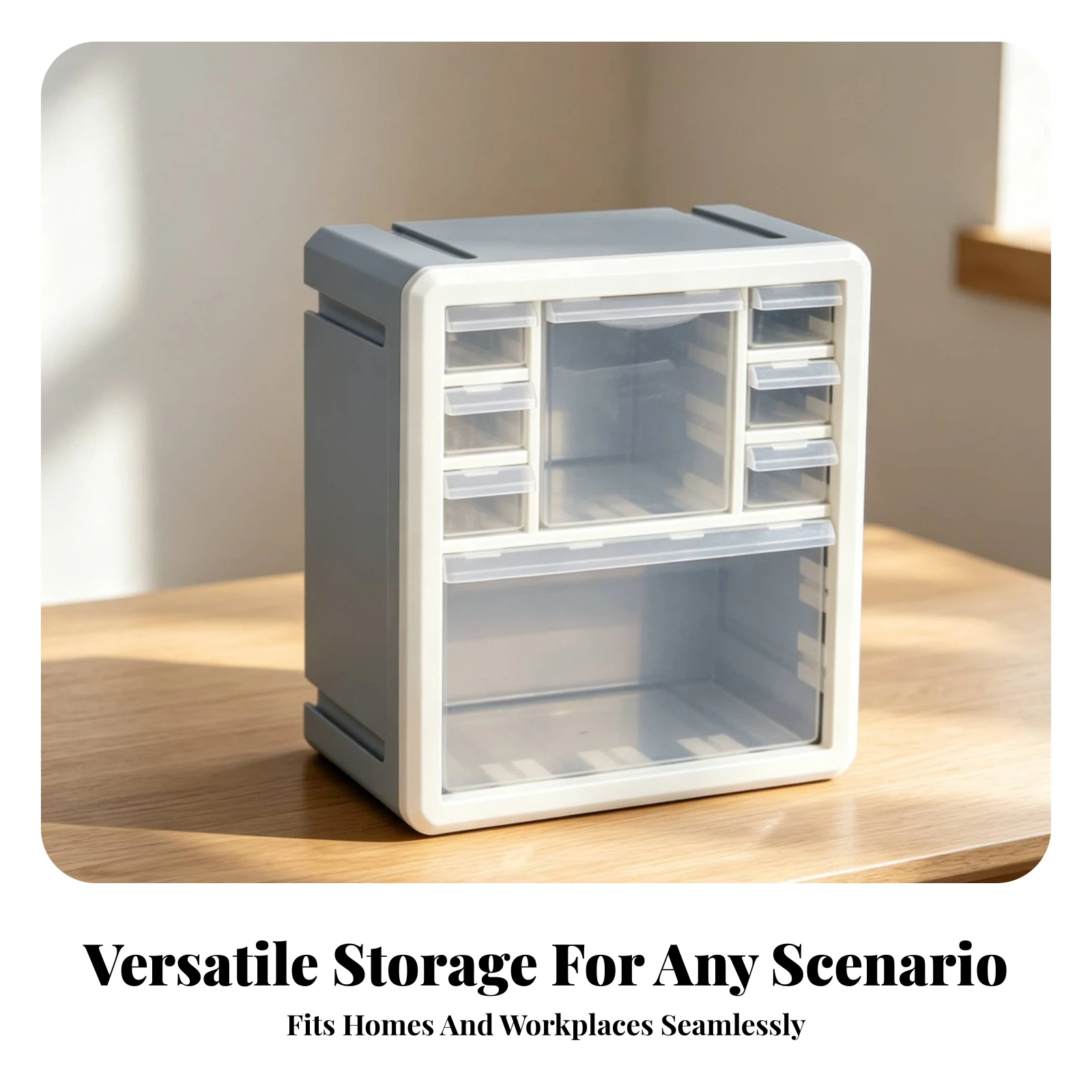 Hardware Drawer Bin Craft Supply Organizer Desktop Storage Cabinet Blue and White Frame - view 5