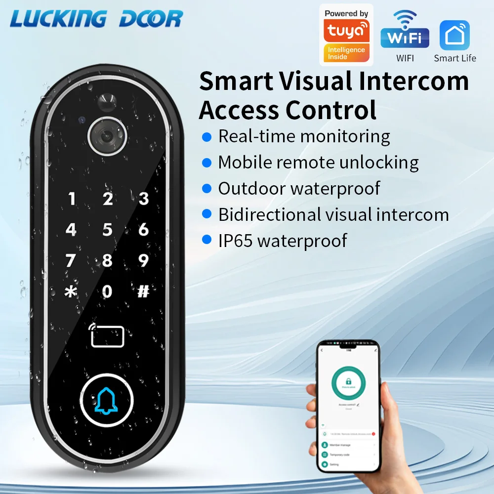 Support Tuya AppDoorbell Wifi Video Intercom with Motion Detection Unlock by Remote Control RFID Card NFC APP Access Control