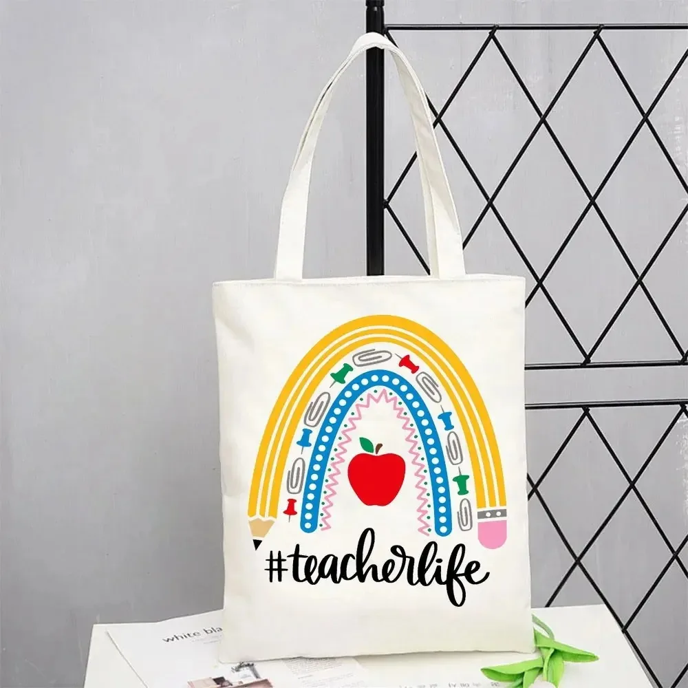 Women Shoulder Bags Teacher Love Inspire Lady Tote Bag Large Capacity No Zipper Shopping Shopper Bag Reusable Eco Girl Handbags