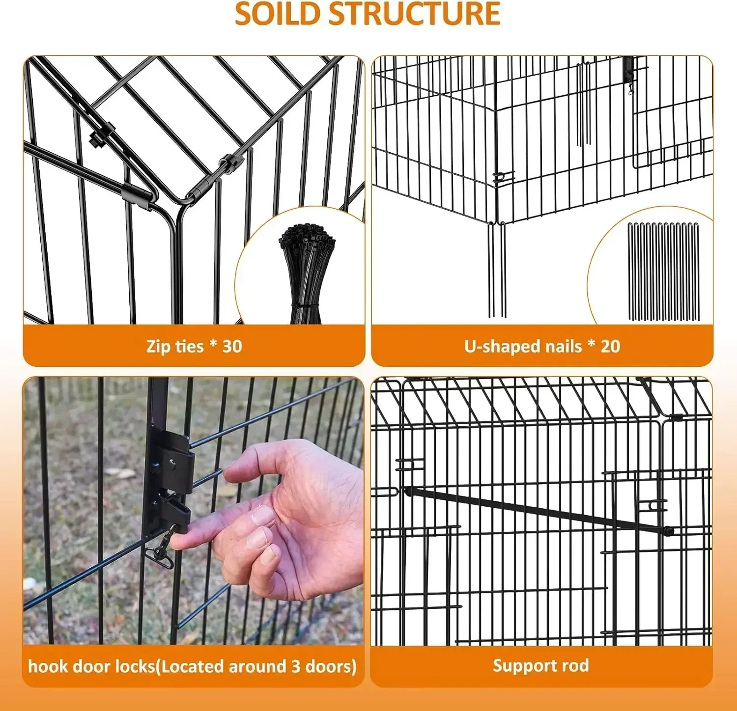 

Metal Chicken Coop 86"×40"×39" Chicken Runs For Yard With Cover Playpen Enclosure Pen Kennel Duck CoopCage（Hot）
