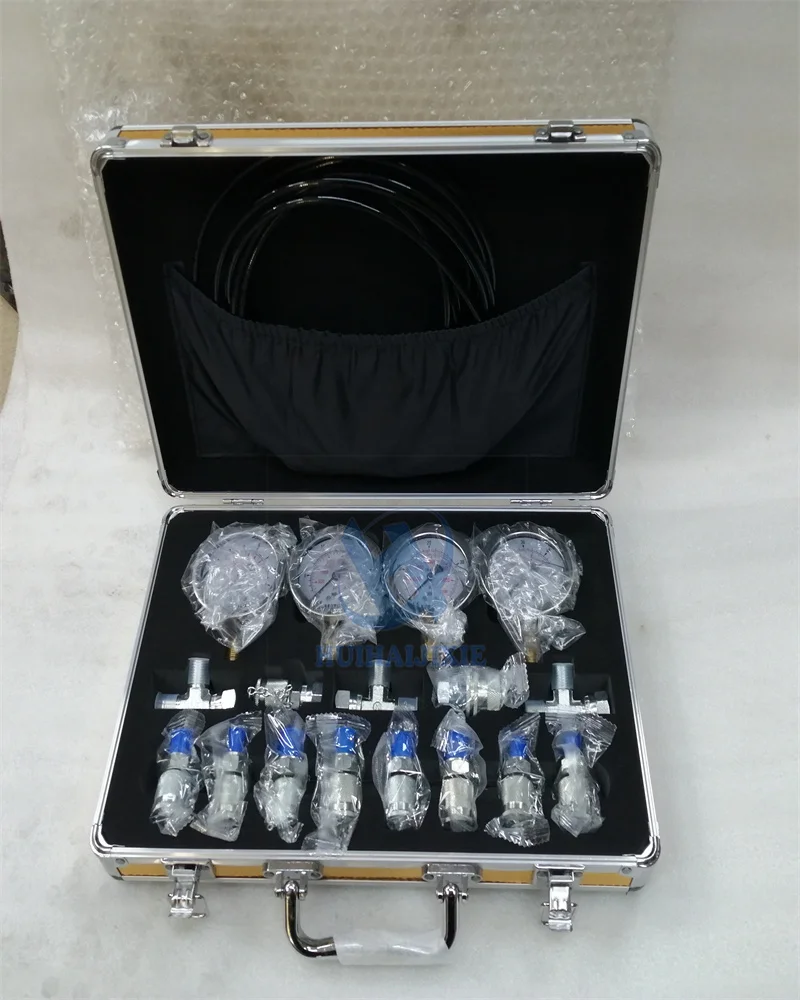 Hydraulic Gauge 4 Diagnostic Hydraulic Test Kit 4 Gauge 4 Hose Tube With Joints and Tees Construction Machinery Tools