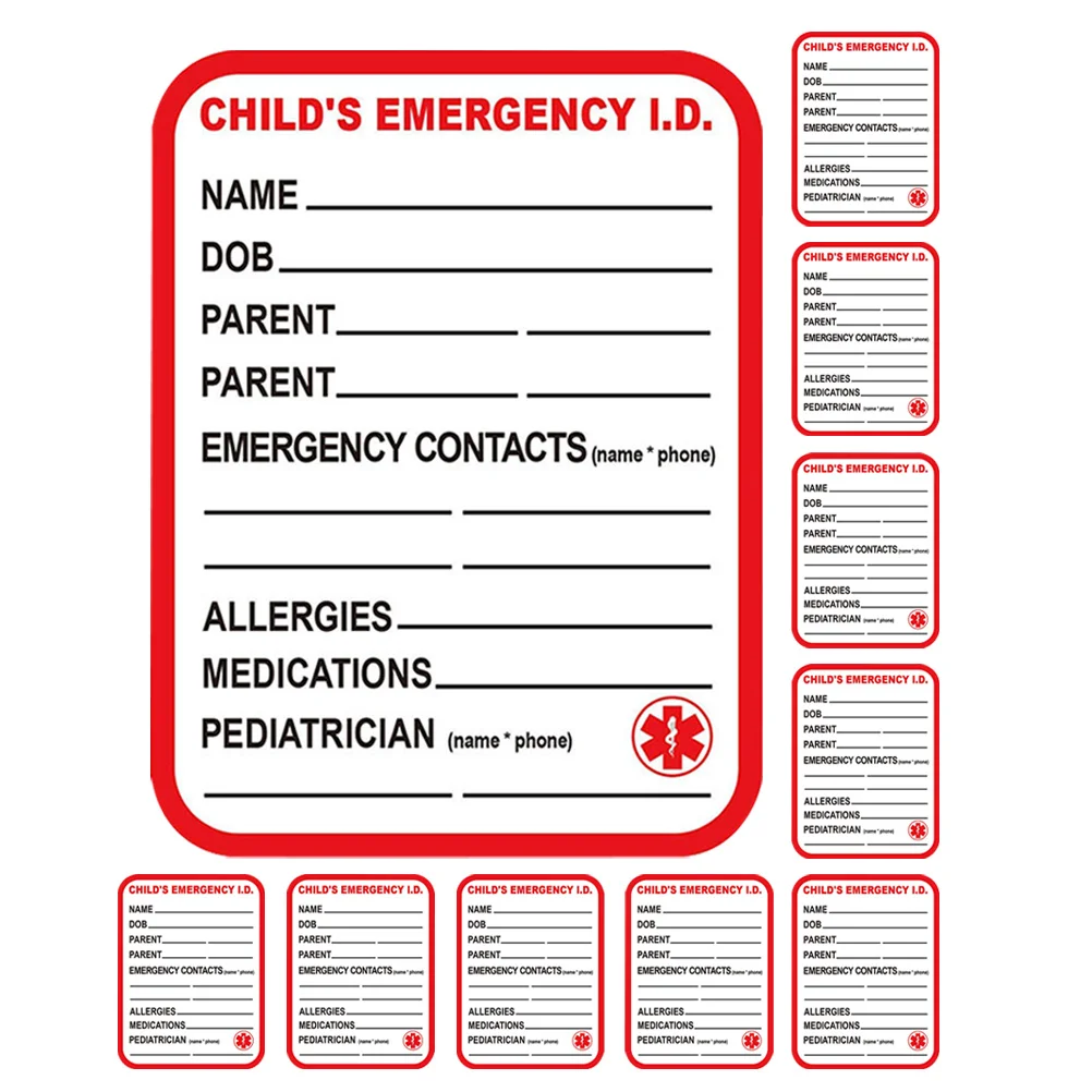 10 قطعة ملصق المعلومات الطبية وضوح عالية سهل تطبيق القوائم الأدوية في حالات الطوارئ مقعد السيارة عربة الظهر حقيبة الحفاضات #5