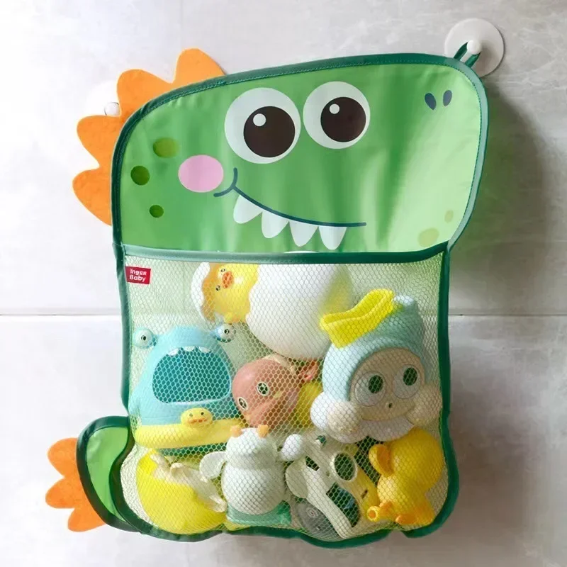 

Storage Suction Baby Bath Toys Basket Mesh Bag Water Toys Organizer Kids Tidy Bathroom Bathtub Doll Hanging Bag Dinosaur Animal