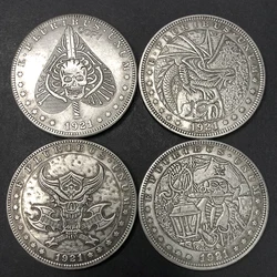 US 1921 Pirate Cow Head Pterosaur Heart shaped Skull Hobo commemorative coin collection Replica dollar challenge medal gift