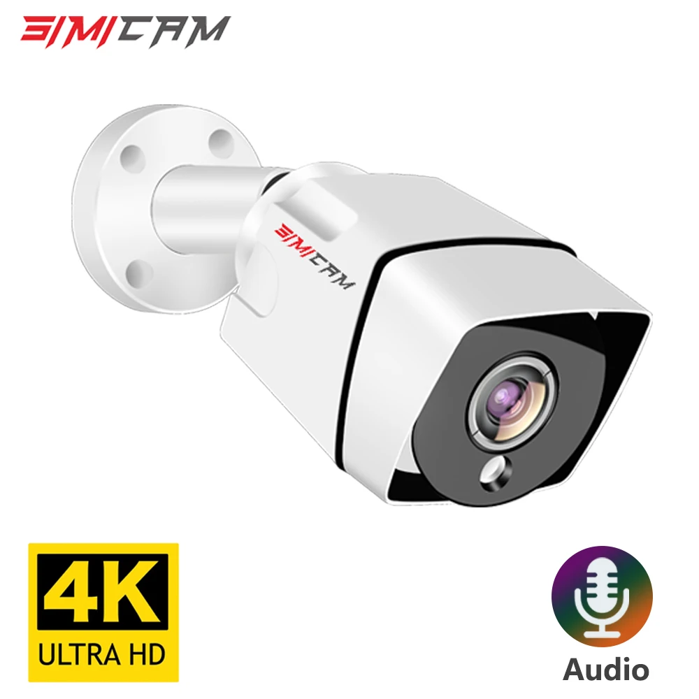 

Poe камера 4K с аудио металлическим корпусом 48 В POE/DC 12 В 4MP/5MP/8MP инфракрасное ночное видение водонепроницаемое видеонаблюдение для Nvr