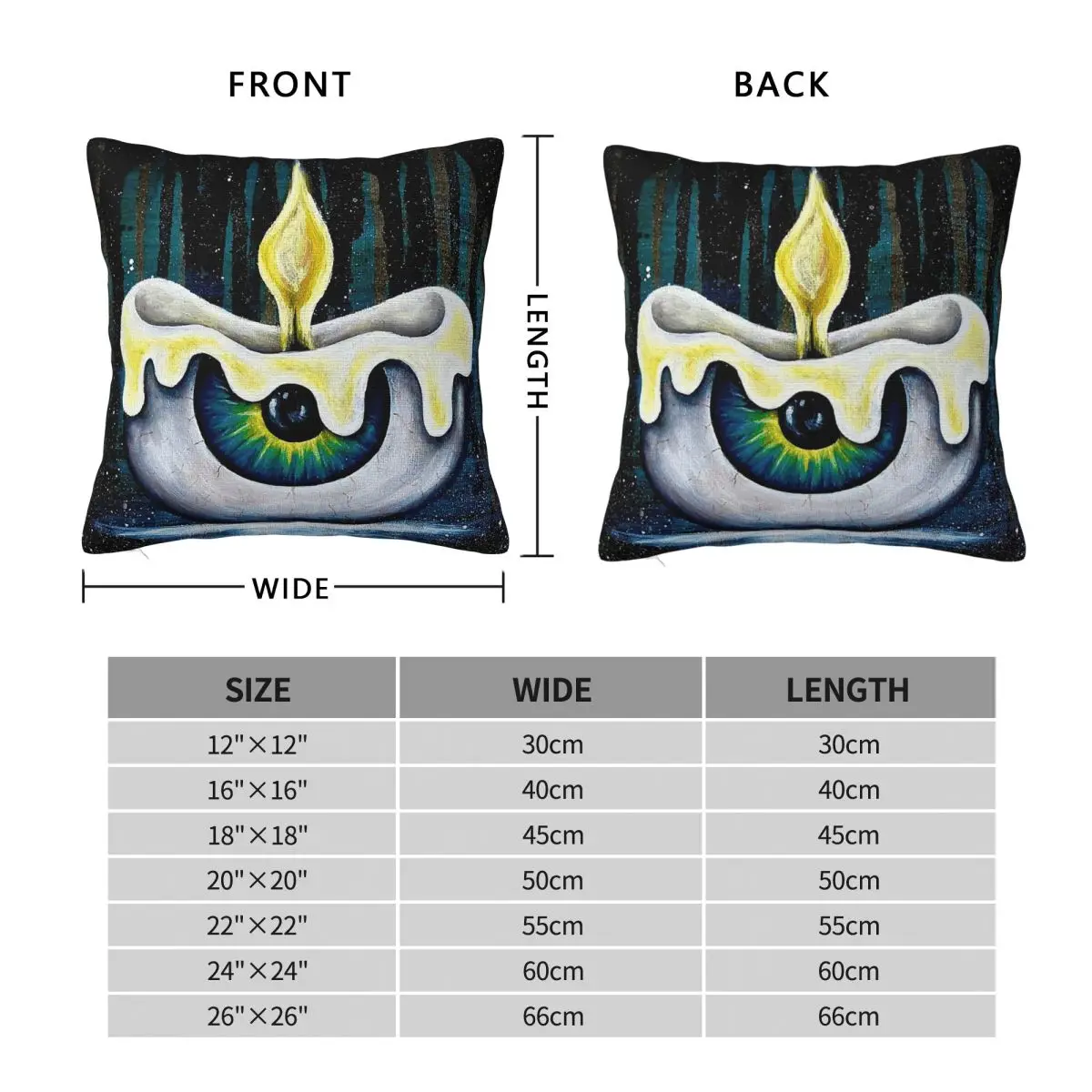 Candle Burning Eyes Square Pillowcase Polyester Linen Velvet Pattern Zip Decor Pillow Case Home Cushion Cover 18