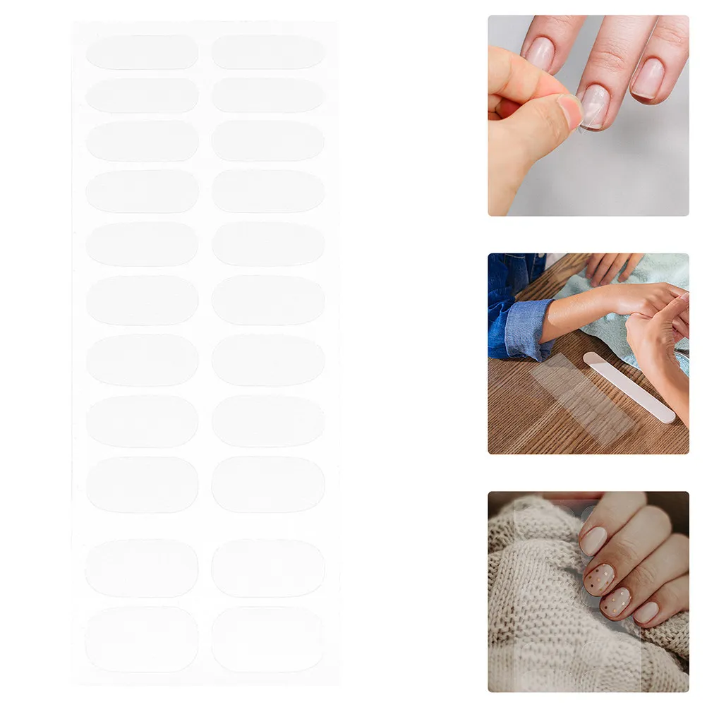 

4 Sheets Transparent Nail Art Strips Semicured Gel Polish Stickers Nail Protector Cover for DIY Manicure No Top