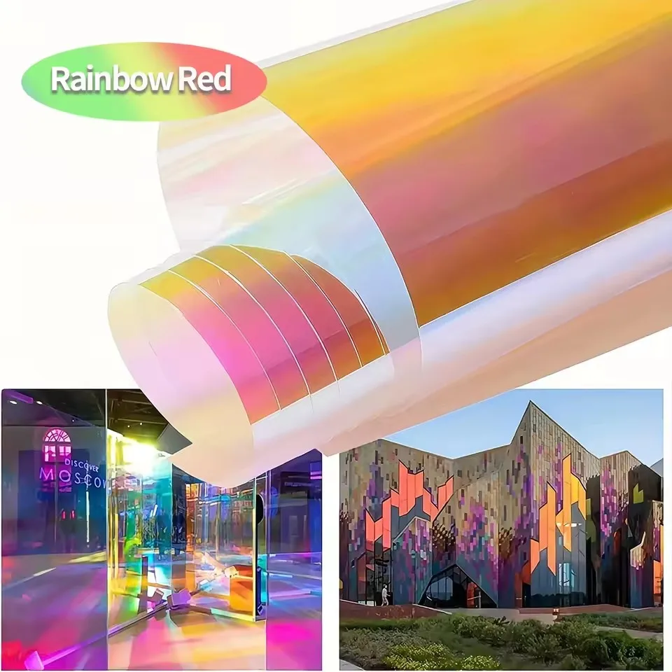 Chameleon Dichroic Building Glass Window Tint UV Cut Colorful Decorative Window Film for Mall Office Self Adhesive Stained Glass