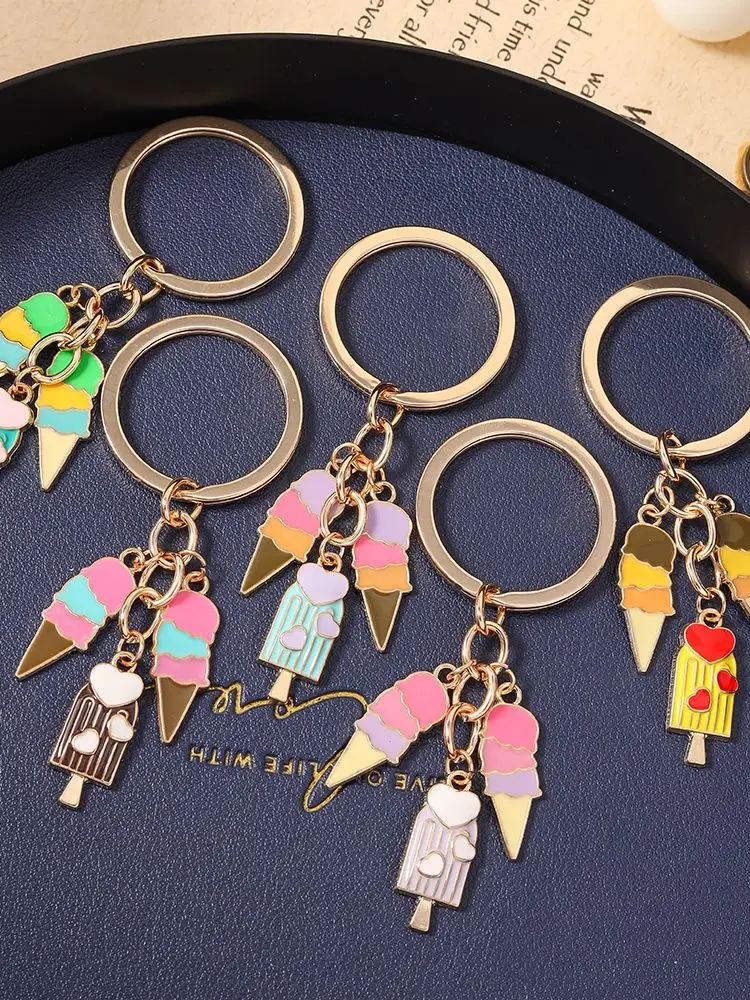 Aihua Niedlicher Lebensmittel-Schlüsselanhänger, Emaille-Eiscreme-Schlüsselanhänger für Frauen und Mädchen, Handtaschenanhänger, Kindergeburtstags-Schmuckgeschenke – Detail 2