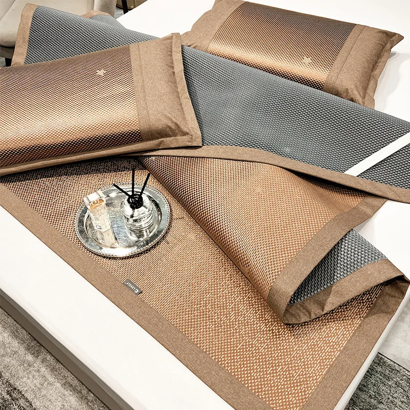 1.8m Bed Mat Kit Portable Foldable Breathable Mesh Bottom Household Ice Rattan Mat 1.5m Soft Mat Three Piece Set