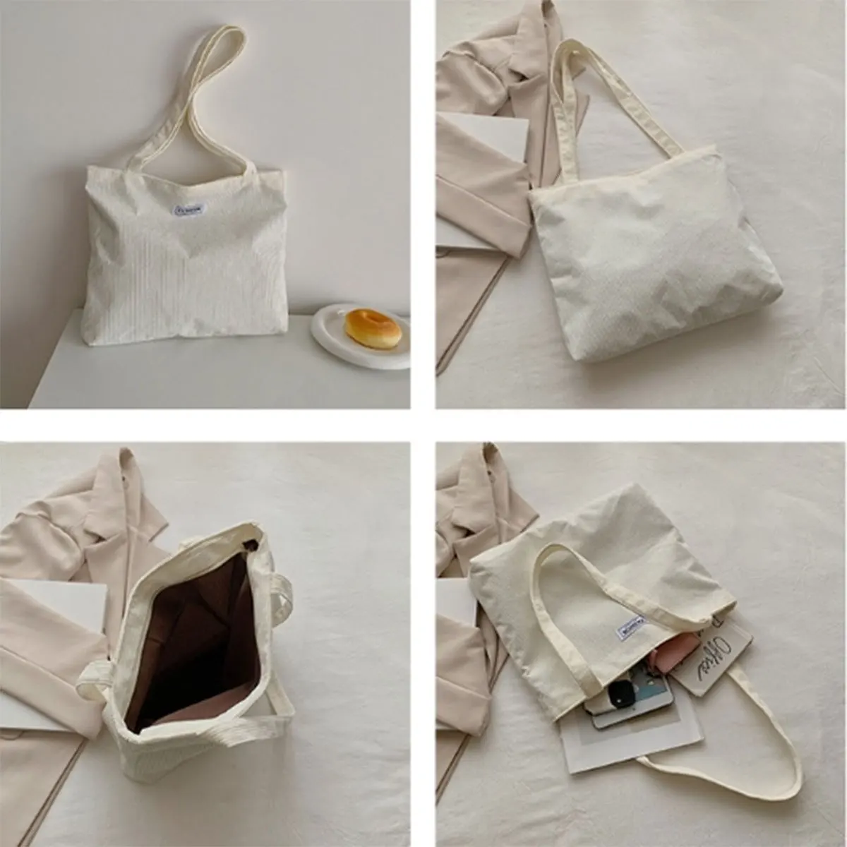 Popular Fashion Korean Corduroy Solid Color Handbag Foreign Style Single Shoulder Underarm Bag Tote Bag Female a Pack