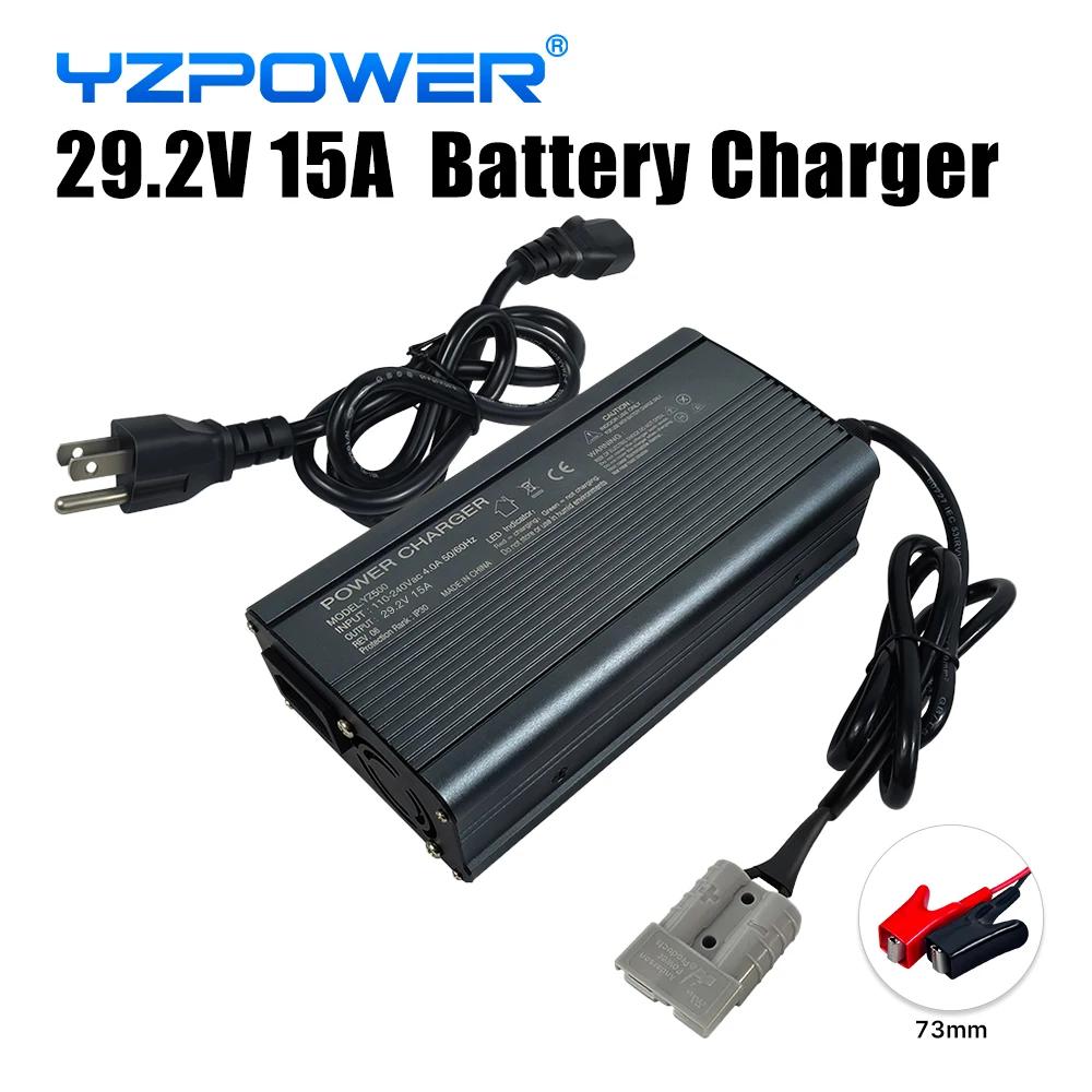 YZPOWER 29.2V 10A 15A 30A Lifepo4 Lithium Battery Charger for 24V Lifepo4 Battery Pack Power Tools Universal Fast Charging