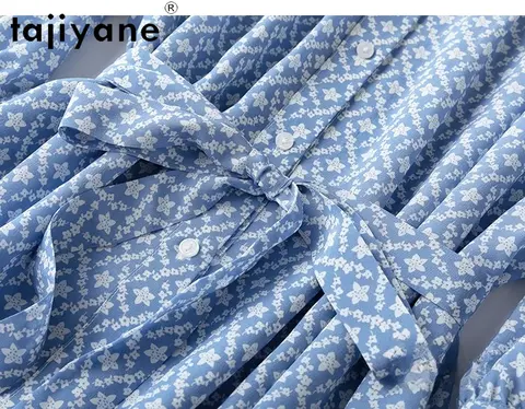 TAJIYANE 100% Mullbärssidensklänning Kvinna Sommar 2025 Elegant V-ringad Långklänning Fest Blå Klänningar Damkläder платье женское 10 best sales 100 sidenklänningar - №6