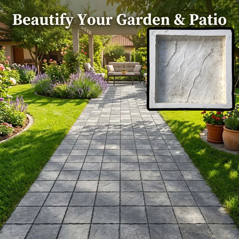 Cement imitation stone floor tile silicone mold suitable for garden, villa, street floor decoration, reusable