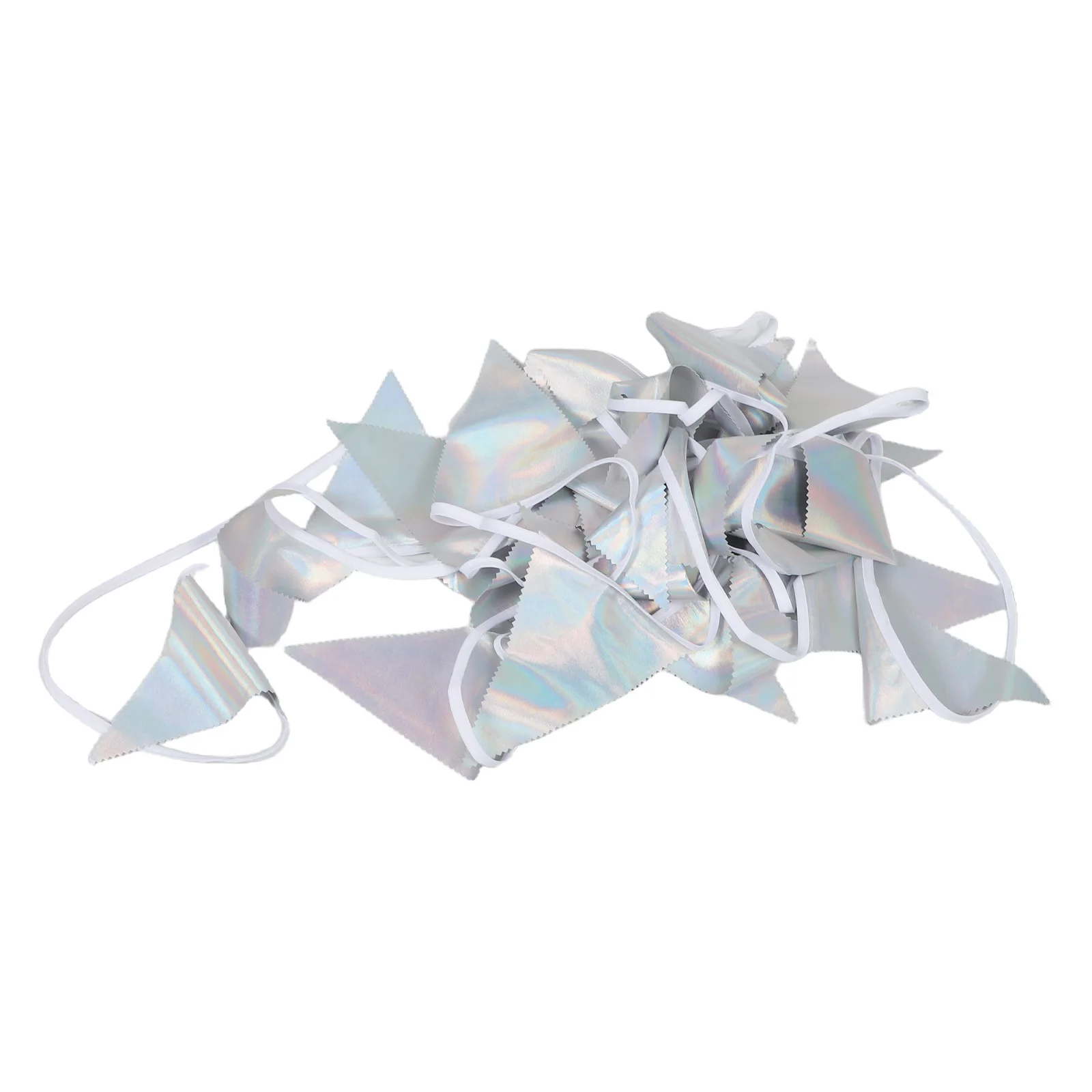 

Iridescent Party Banner 32.8ft Fabric Triangle Flag Bunting Glitter Pennant Garland Wedding Engagement Birthday Celebration