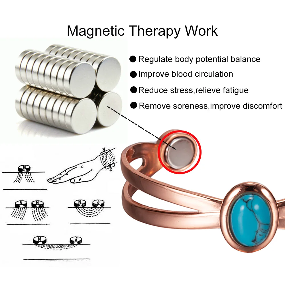 Vinterly Bransoletki z czystej miedzi Terapia magnetyczna Nieregularny mankiet z cyrkoniami Regulowane wysokie magnesy Bransoletki Biżuteria damska