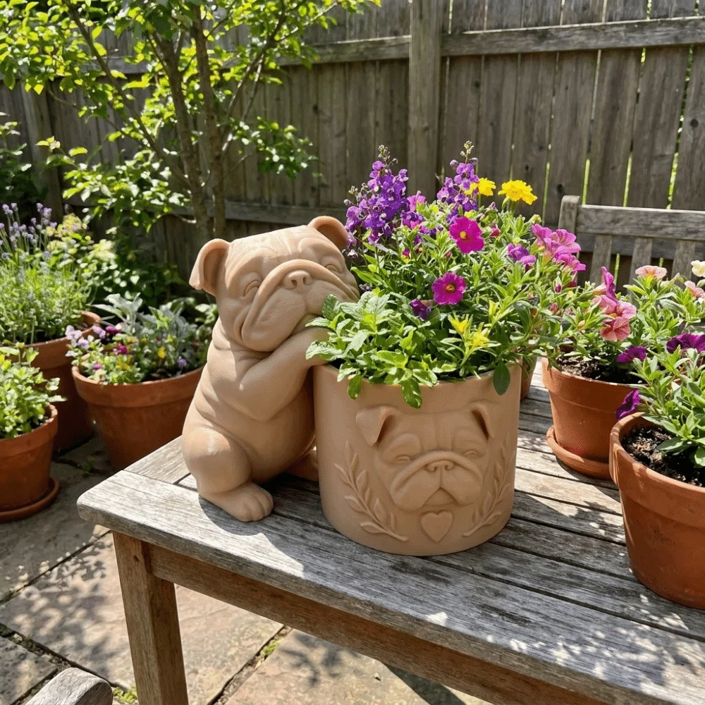 3D Printed Dog Shaped Planter Pot Animal Shaped Handmade Dog Succulent Planter Funny Cute Storage Flower Pot Desktop Display