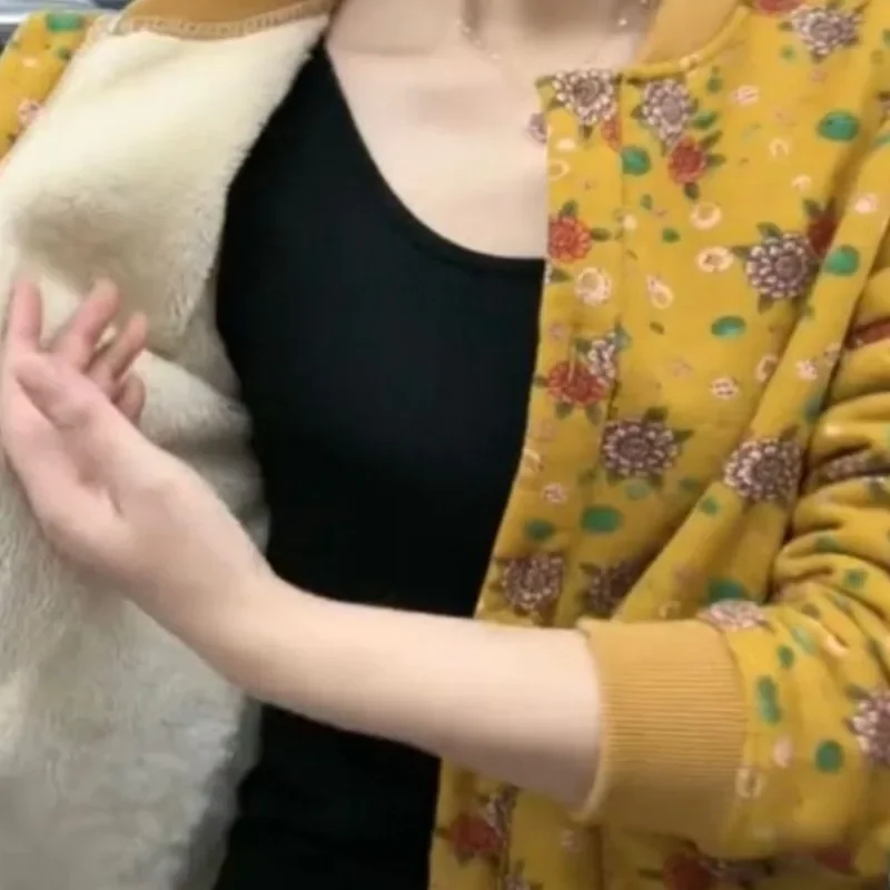 المرأة الشتاء الخريف سترة الصوف سترة البيسبول الملابس مبطن رشاقته الدافئة سحق زهرة بسيطة مريحة لينة المتخصصة