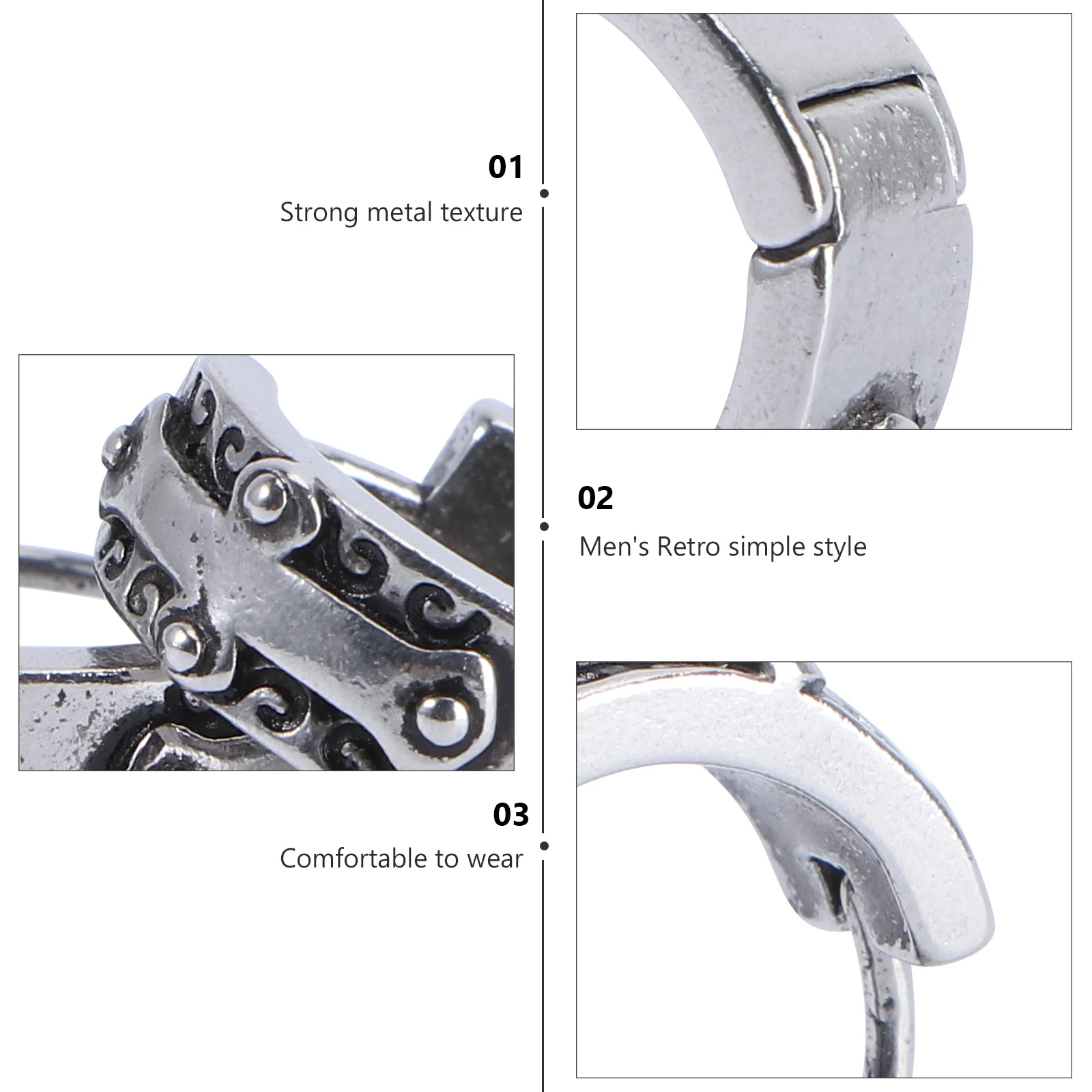 

2pcs 1 Pair Retro Titanium Steel Earrings Vintage Dangle Lightweight Punk Silver Simple Ear Jewelry For Men Women Creative Ear