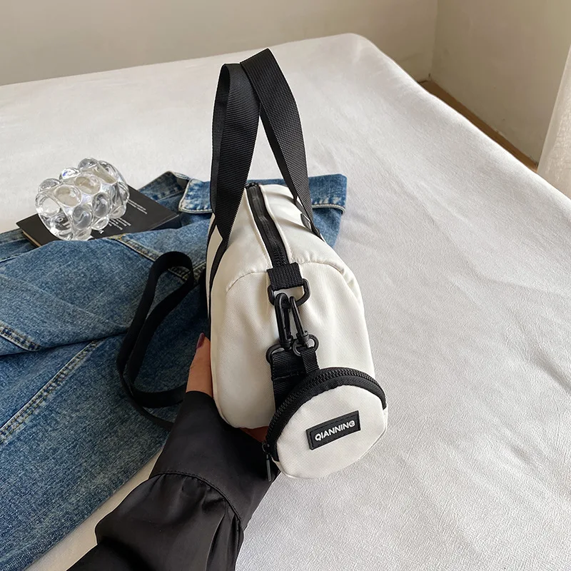 Casual Nylon Pillow Bag Women's Fashion Commuting Handheld Boston Bag Single Shoulder Slant Cross Small Bag Korean Style