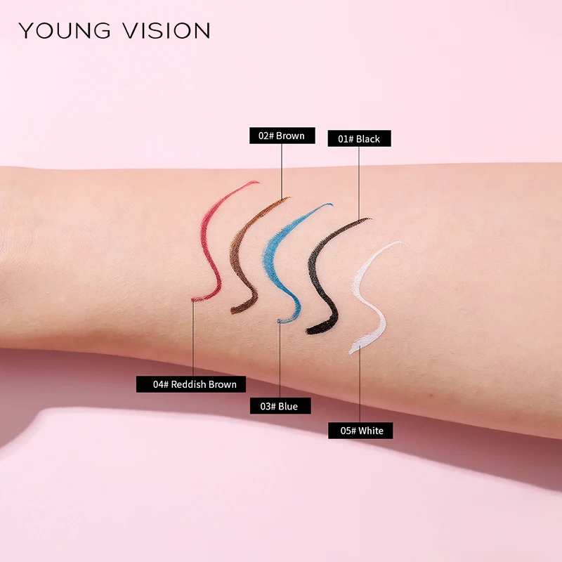Lápiz delineador de ojos de color resistente al agua de la marca YOUNG VISION, cabezal de esponja, delineador de ojos líquido, secado rápido, 5 colores opcionales