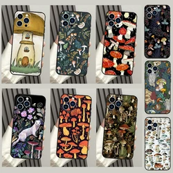 Mushroom Forest Case For iPhone 16 15 11 12 13 14 Pro Max Plus XS X XR 12 13 Mini Back Cover