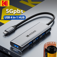 Kodak 4 In 1 USB3.0 HUB Type C 4 Ports for Laptop Multi Splitter Adapter for Lenovo Xiaomi Macbook PC Computer Accessories