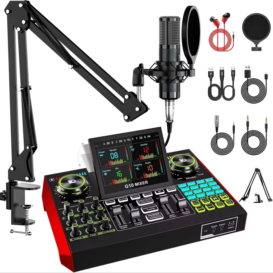 Tenlamp G10 Live Streaming Audio Mixer and Microphone