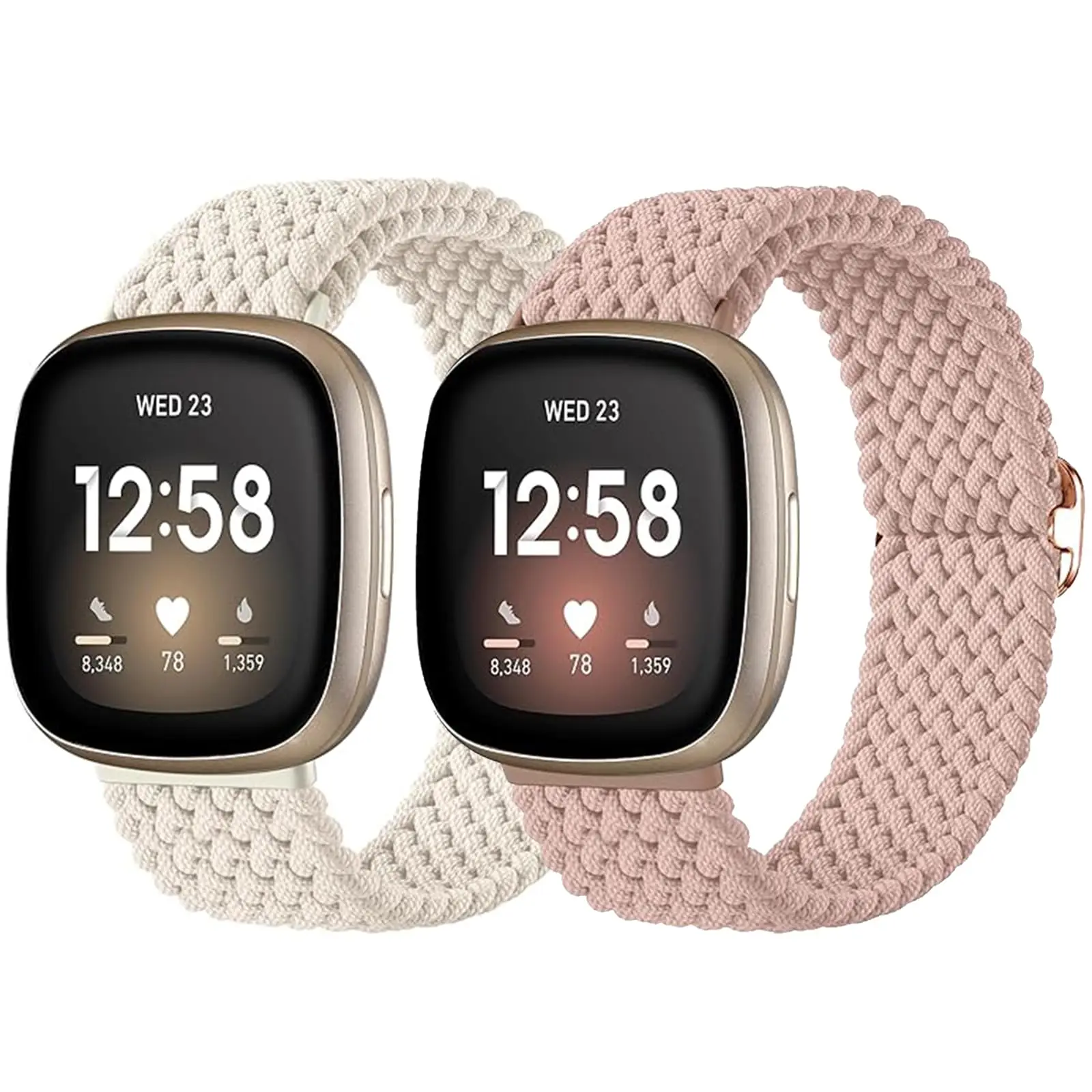 Paquete de 2 bandas elásticas para Fitbit Versa 3/4 y Sense/2 – Correas deportivas suaves y ajustables