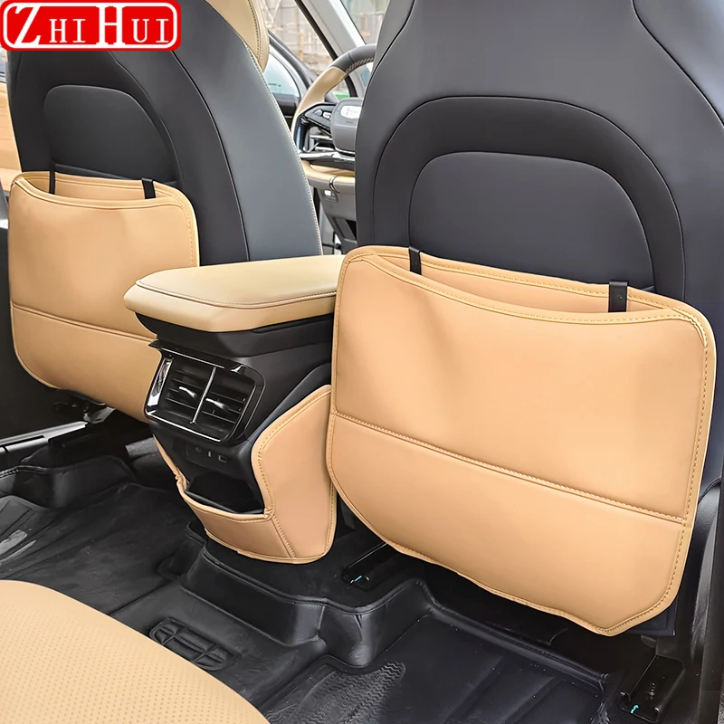 For Geely Atlas 2nd Gen Starray 2024 Car PU Leather Anti Kick Mat Pad Anti-kick Protector Mats Seat Back Protector Accessories