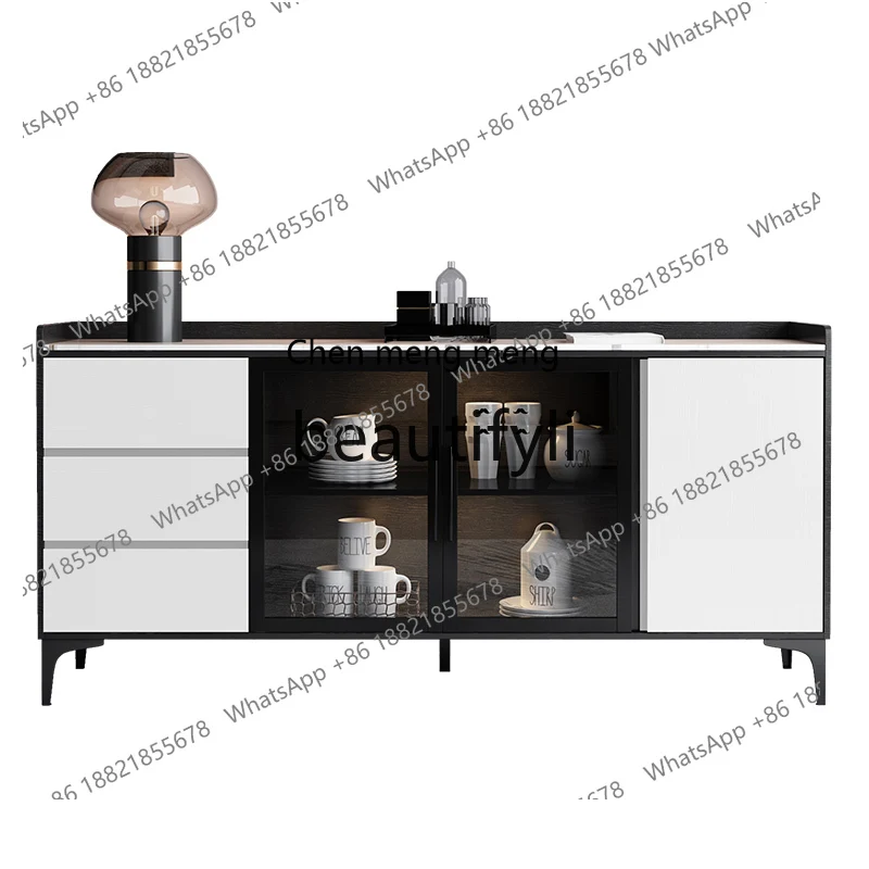 

Nordic rock slab dining side cabinet modern simple Italian minimalist marble, living room locker against the wall for home use