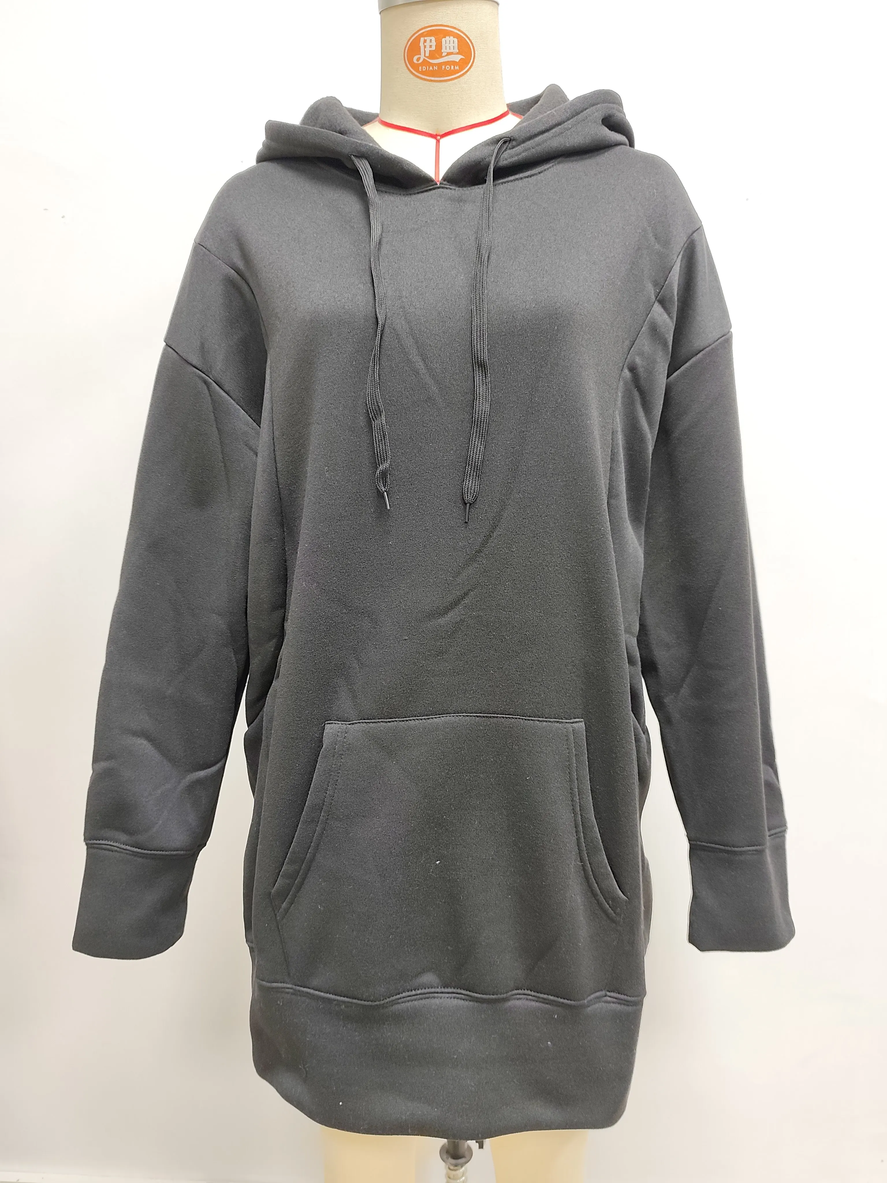 Oversized Hoodie Dress Women Loose Long Sleeve Pocket Drawstring Sweatshirt Dress Casual Streetwear Daily Wear Warm Pullover
