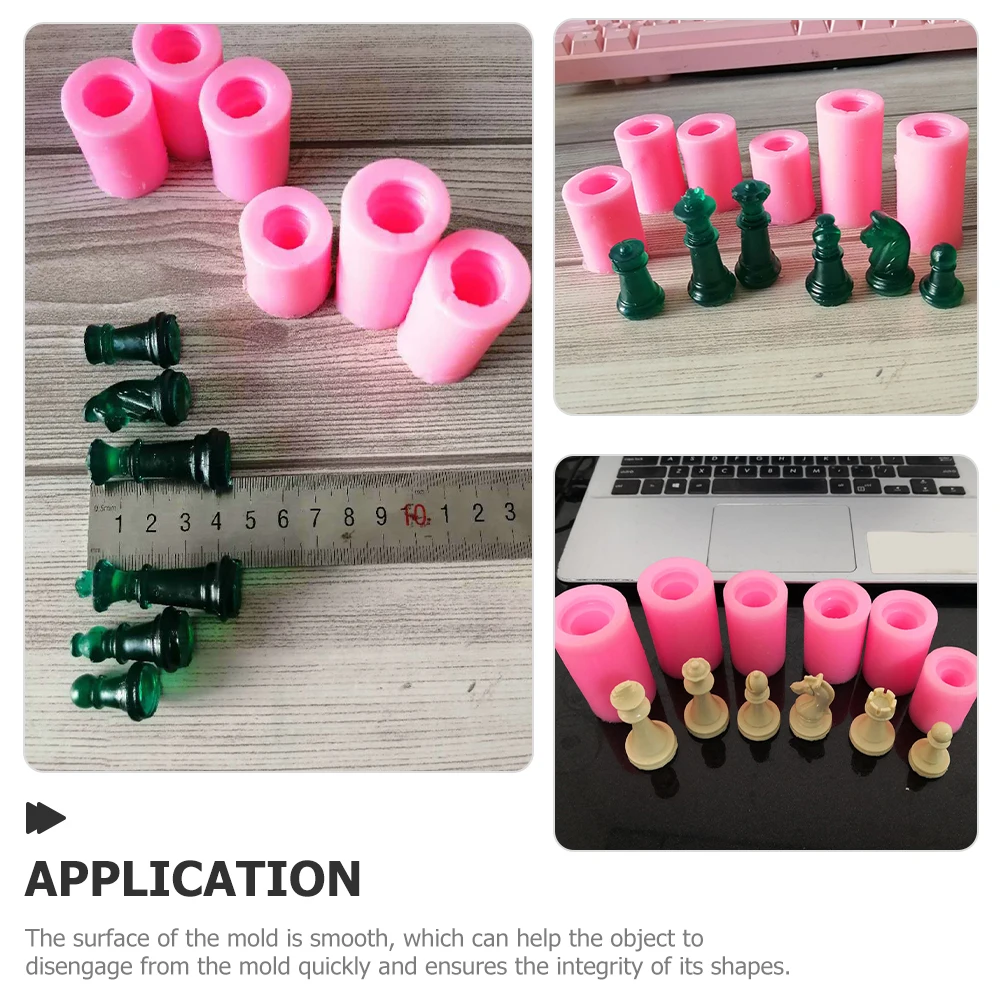 

6 Pcs 3D Chess Molds Silicone Casting Mold for Resin Crafts DIY Epoxy Chocolate Sugar Reusable Flexible Homemade Gifts